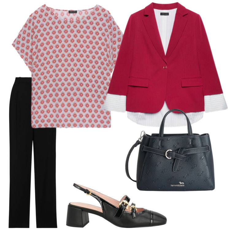 Outfit donna - Colori che amo. Stile Casual chic per Tutti i giorni. Abbinamento con pantaloni, décolleté, borse a mano, t-shirt, blazer.