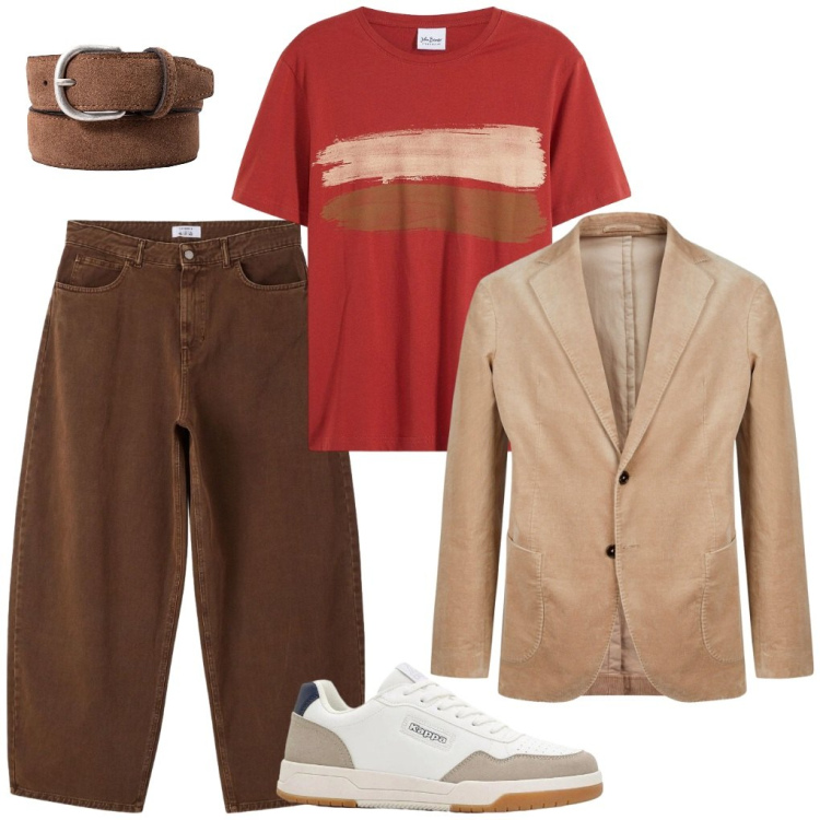 Outfit uomo - 97. Pennellate. Stile Urban per Tutti i giorni. Abbinamento con t-shirt, sneakers, jeans dritti, giacche, cinture.