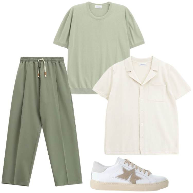 Outfit uomo - 98. T-shirt o camicia?. Stile Trendy per Tutti i giorni. Abbinamento con camicie a manica corta, pantaloni, t-shirt, sneakers.