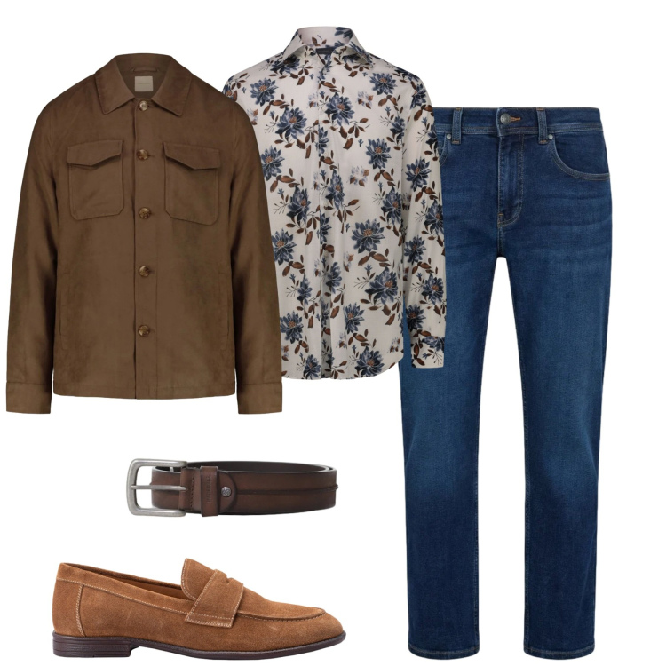 Outfit uomo - Look urbano disinvolto. Stile Urban per Tutti i giorni. Abbinamento con cinture, jeans dritti, cappotti, scarpe stringate, camicie.