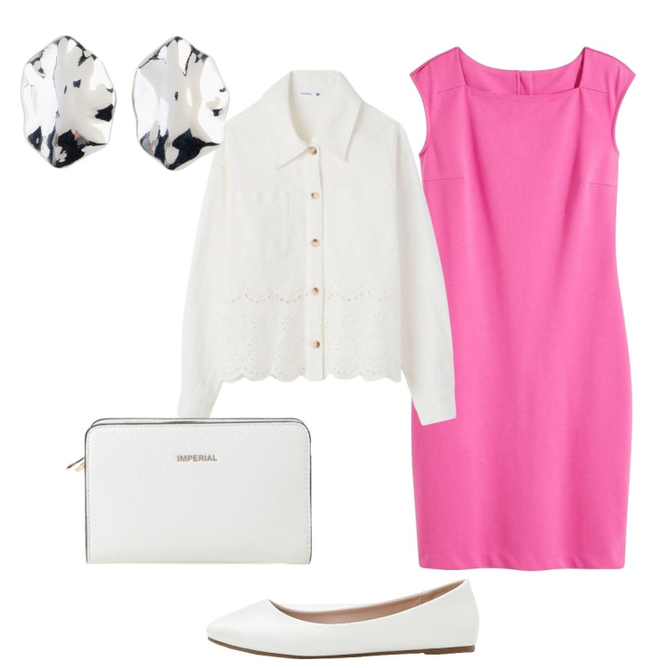 Outfit donna - Il vestito a tubino ideale per la serata. Stile Chic per Serata fuori. Abbinamento con ballerine, vestiti a tubino, orecchini, cappotti, borse a tracolla.