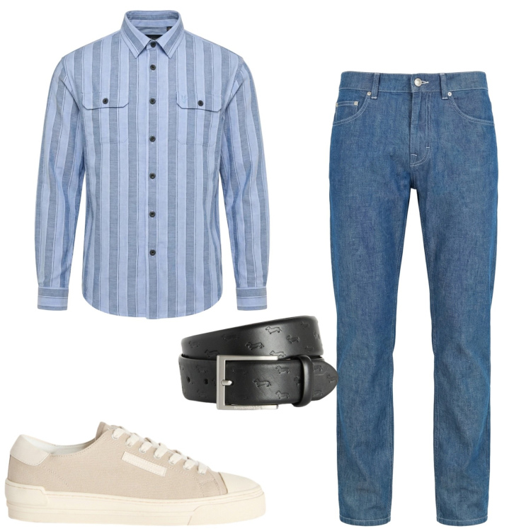Outfit uomo - La camicia in lino. Stile Urban per Tutti i giorni. Abbinamento con jeans, sneakers, cinture, camicie.