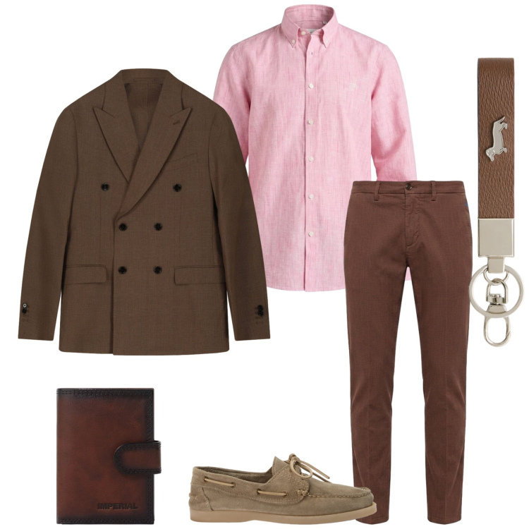 Outfit uomo - Total look #2400503. Stile Business/Elegante per Cerimonia. Abbinamento con portafogli, portachiavi, scarpe stringate, camicie, pantaloni chino, giacche.
