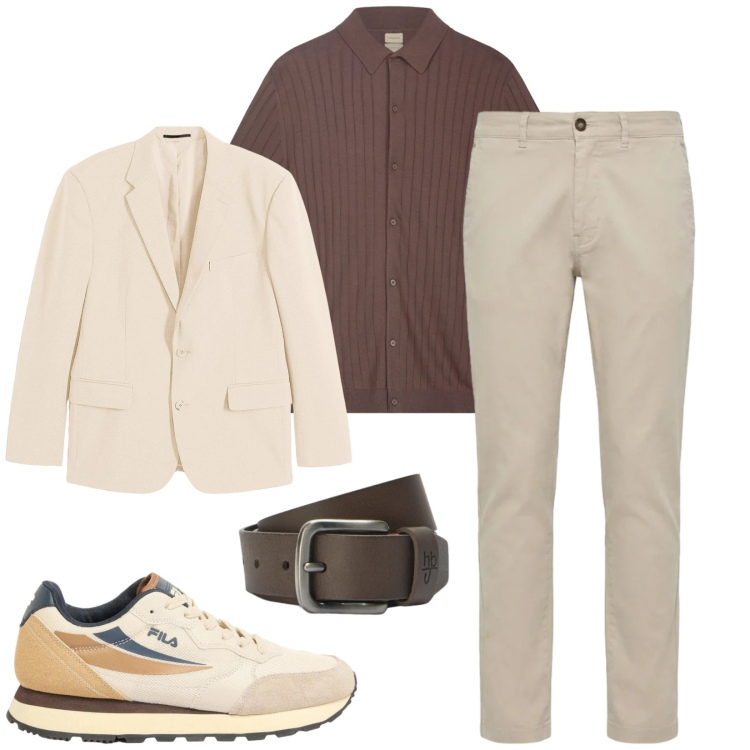 Outfit uomo - Total look #2400507. Stile Trendy per Serata speciale. Abbinamento con giacche, sneakers, pantaloni, cinture, polo.