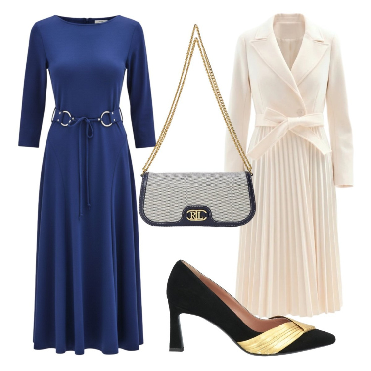 Outfit donna - L\'Invitata perfetta sei tu - Cerimonie. Stile Bon Ton per Cerimonia. Abbinamento con décolleté, cappotti, vestiti midi/longuette, borse a spalla.
