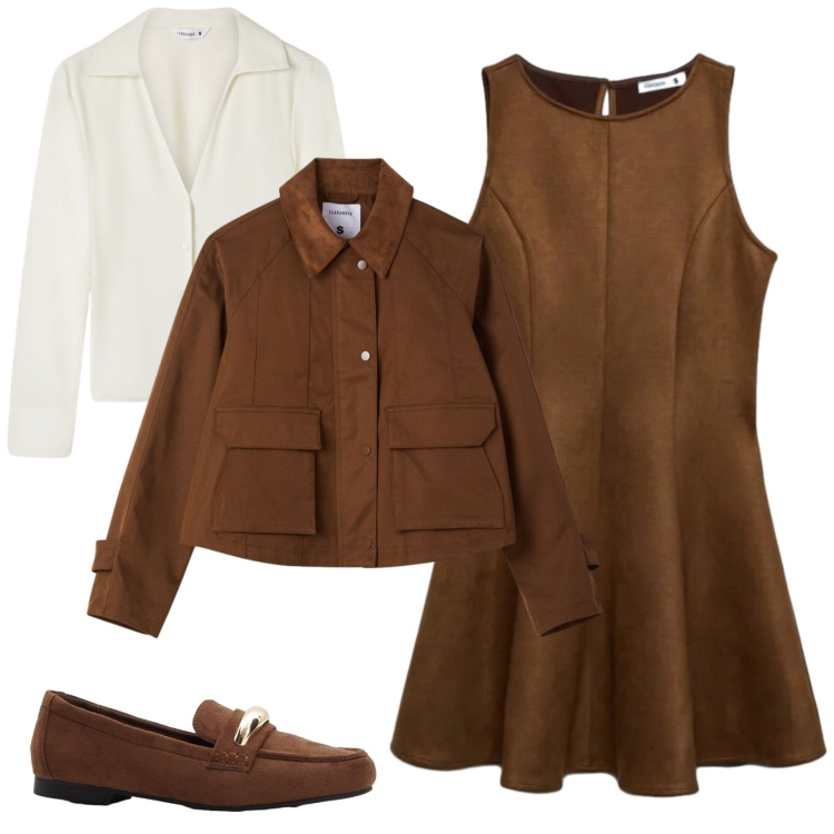 Outfit donna - Total look #2400515. Stile Bon Ton per Ufficio. Abbinamento con mocassini, cappotti, camicie, vestiti corti.