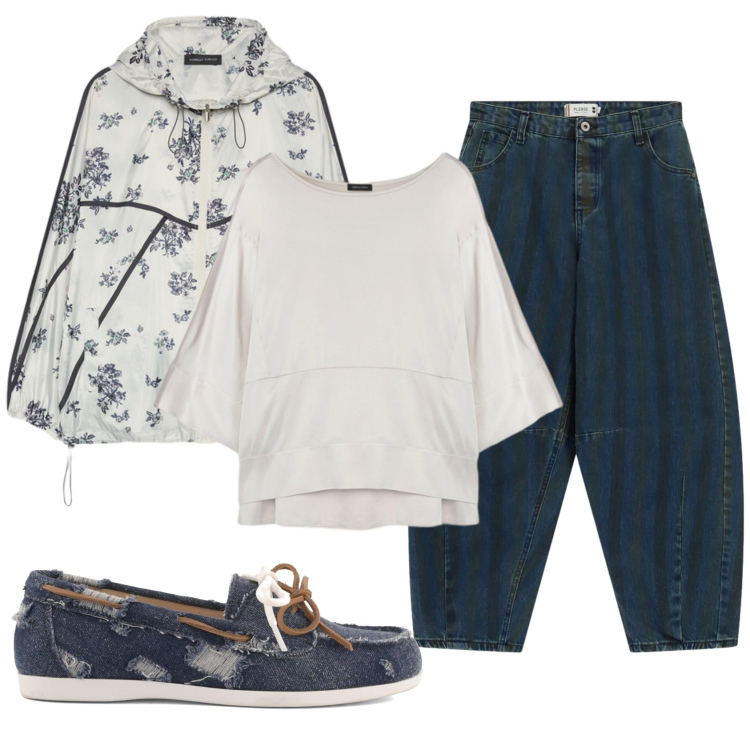 Outfit donna - Total look #2400519. Stile Trendy per Tutti i giorni. Abbinamento con jeans, bluse, blazer, mocassini.