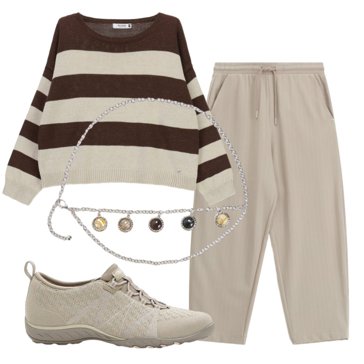 Outfit donna - Total look #2400526. Stile Trendy per Ufficio. Abbinamento con sneakers, cinture, maglieria, pantaloni.