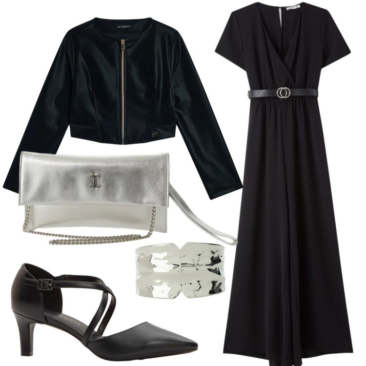 Outfit donna - Total look #2400559. Stile Chic per Serata fuori. Abbinamento con décolleté, vestiti lunghi, borse a tracolla, braccialetti, blazer.