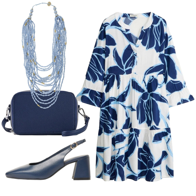 Outfit donna - Total look #2400570. Stile Basic per Ufficio. Abbinamento con vestiti corti, borse a tracolla, décolleté, collane.