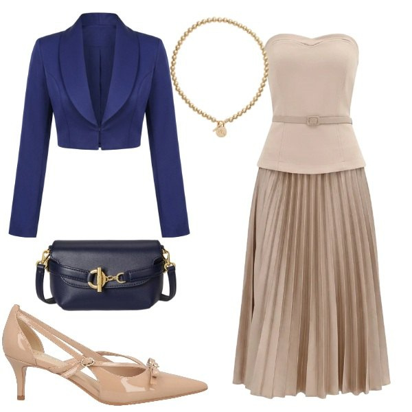 Outfit donna - Semplicemente chic. Stile Chic per Cerimonia. Abbinamento con décolleté, vestiti midi/longuette, bolero, collane, borse a tracolla.