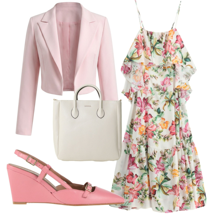 Outfit donna - Total look #2400629. Stile Romantica per Serata fuori. Abbinamento con décolleté, vestiti lunghi, borse a tracolla, bolero.