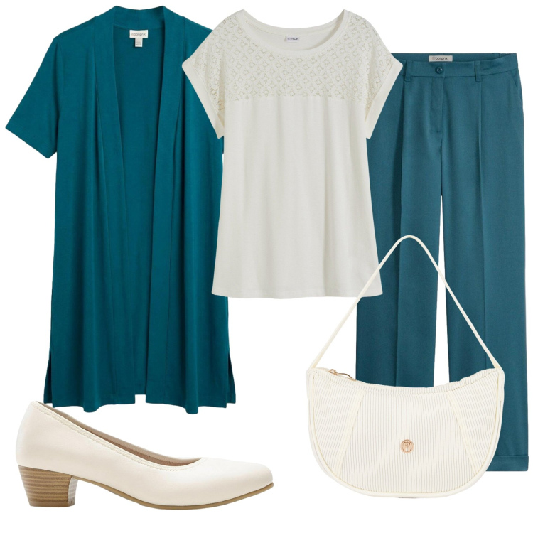 Outfit donna - Total look #2400634. Stile Bon Ton per Ufficio. Abbinamento con maglieria, pantaloni, cardigans, décolleté, borse a mano.