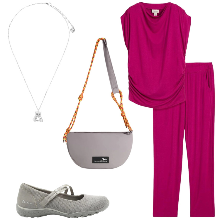 Outfit donna - Total look #2400649. Stile Basic per Tutti i giorni. Abbinamento con tute, ballerine, borse a tracolla, ciondoli.