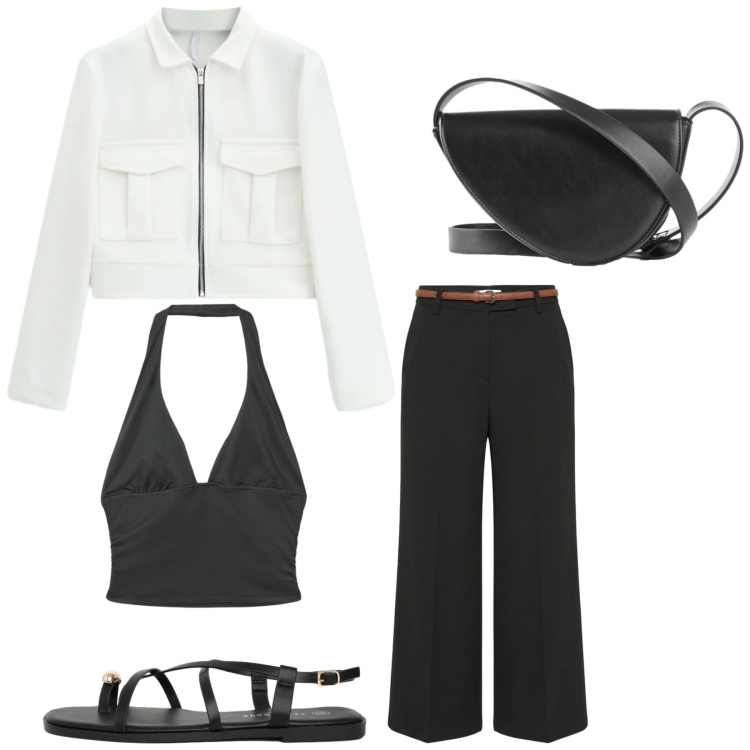 Outfit donna - Total look #2400655. Stile Minimal per Serata fuori. Abbinamento con borse a tracolla, pantaloni, top, sandali, cappotti.