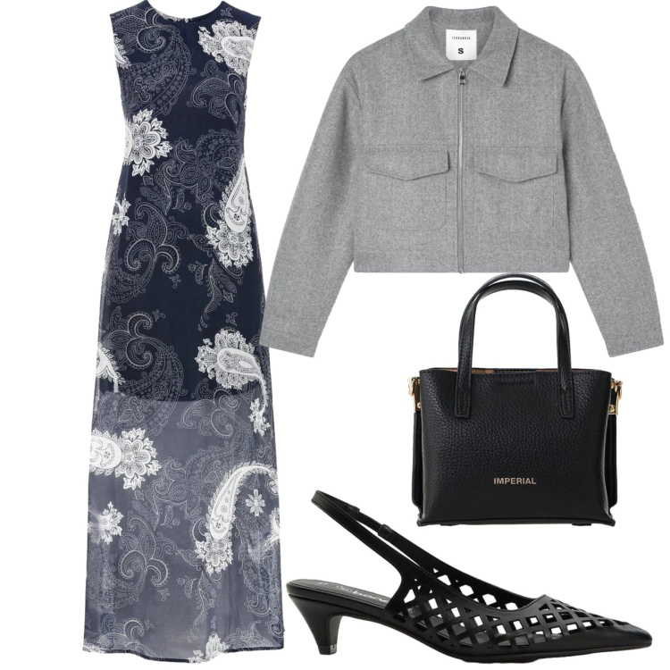 Outfit donna - Total look #2400657. Stile Minimal per Serata fuori. Abbinamento con vestiti lunghi, décolleté, blazer, borse a tracolla.