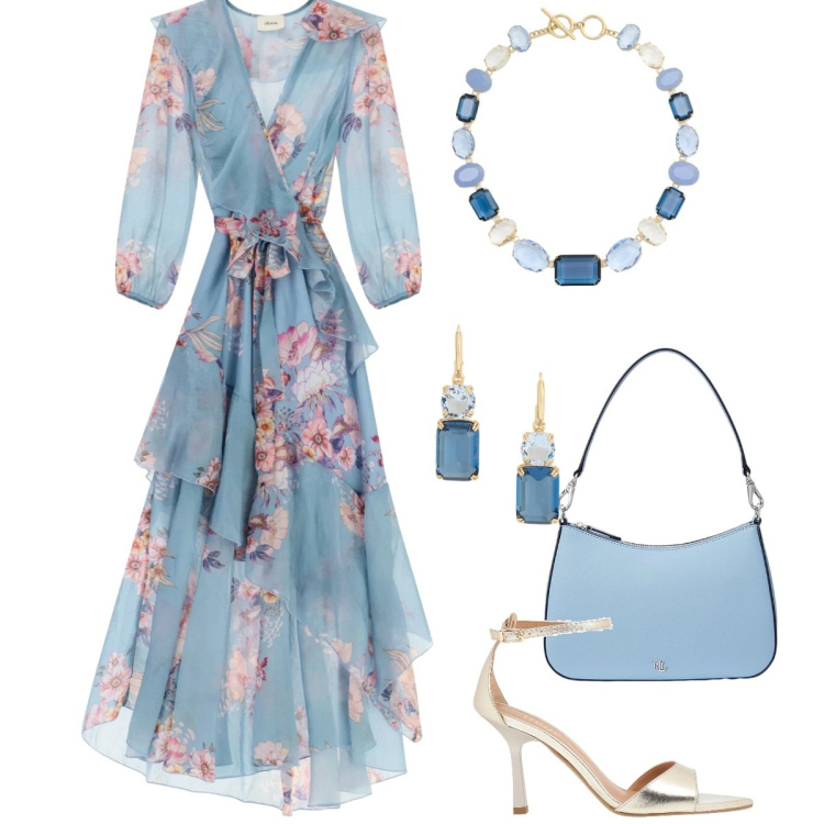 Outfit donna - Finishing Touch. Stile Boho per Cerimonia. Abbinamento con sandali in pelle, vestiti lunghi, borse a spalla, orecchini, collane.