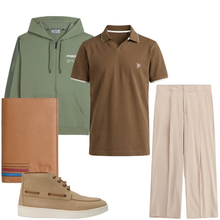 Outfit uomo - Total look #2400670. Stile Urban per Tutti i giorni. Abbinamento con portafogli, polo, stivali e stivaletti, pantaloni, felpe con cappuccio.