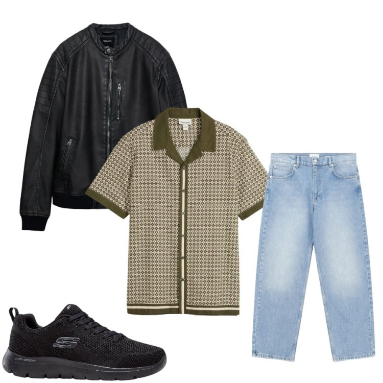 Outfit uomo - Total look #2400671. Stile Urban per Tutti i giorni. Abbinamento con sneakers, camicie a manica corta, giacche, jeans.