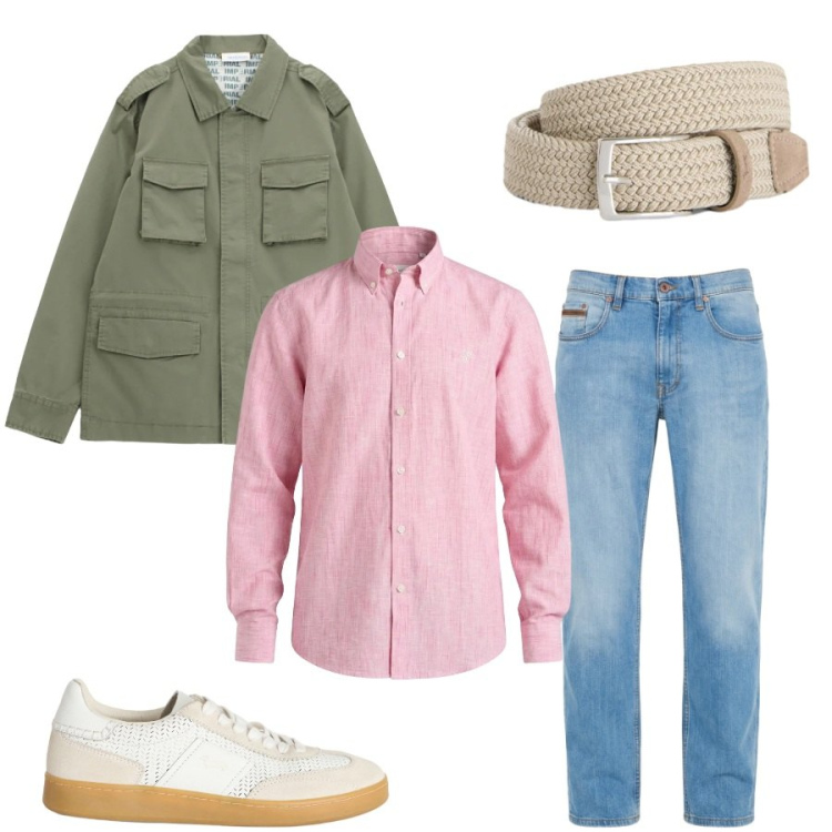 Outfit uomo - Total look #2400674. Stile Urban per Tutti i giorni. Abbinamento con cappotti, jeans, cinture, sneakers, camicie.