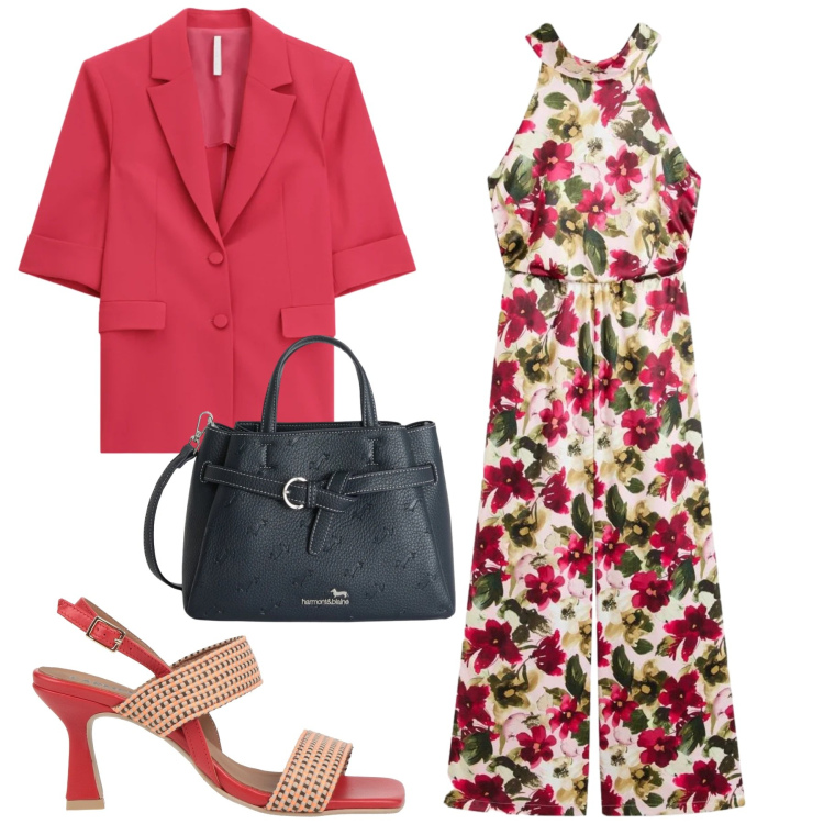 Outfit donna - Total look #2400709. Stile Chic per Serata fuori. look ideale per Petite. Abbinamento con sandali in pelle, tute, borse a mano, blazer.