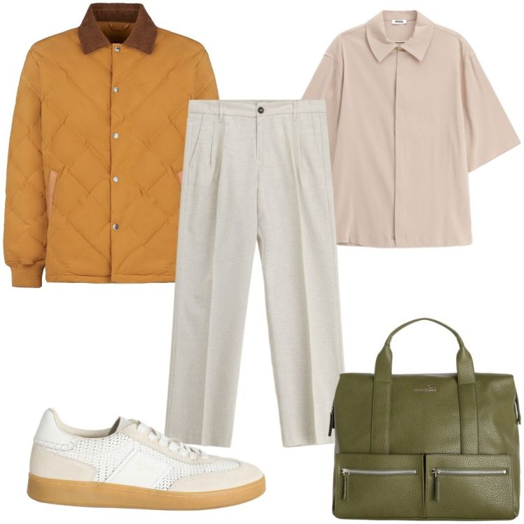 Outfit uomo - Total look #2400929. Stile Trendy per Tutti i giorni. Abbinamento con pantaloni, camicie a manica corta, sneakers, borse sportive, giacche.