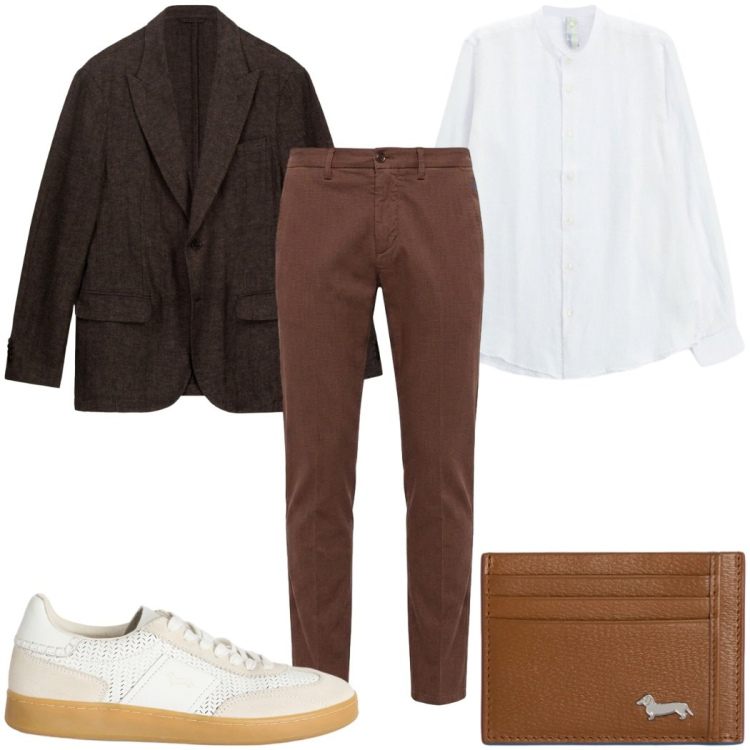 Outfit uomo - Total look #2400947. Stile Casual per Ufficio. Abbinamento con camicie, sneakers, portafogli, pantaloni chino, giacche.