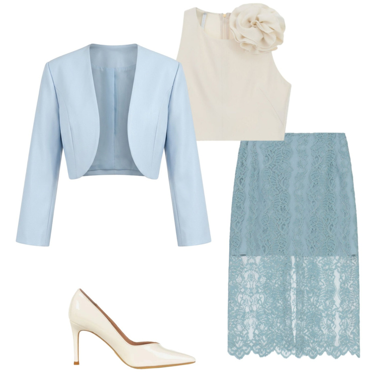 Outfit donna - Cerimonia a maggio. Stile Chic per Cerimonia. Abbinamento con canottiere, gonne longuette, bolero, décolleté.