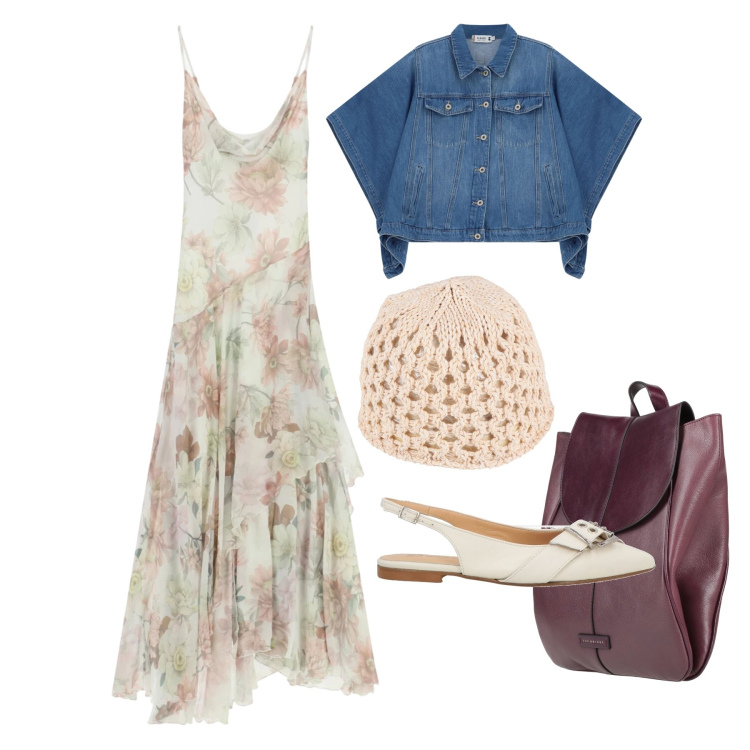 Outfit donna - Maggio. Stile Glamour per Tutti i giorni. Abbinamento con cappelli, ballerine, zaini, vestiti lunghi, blazer.