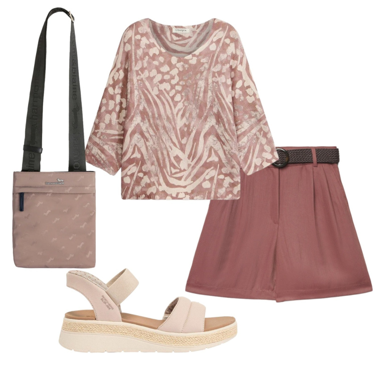 Outfit donna - Total look #2400985. Stile Basic per Ufficio. Abbinamento con sandali, t-shirt, bermuda, borse a tracolla.