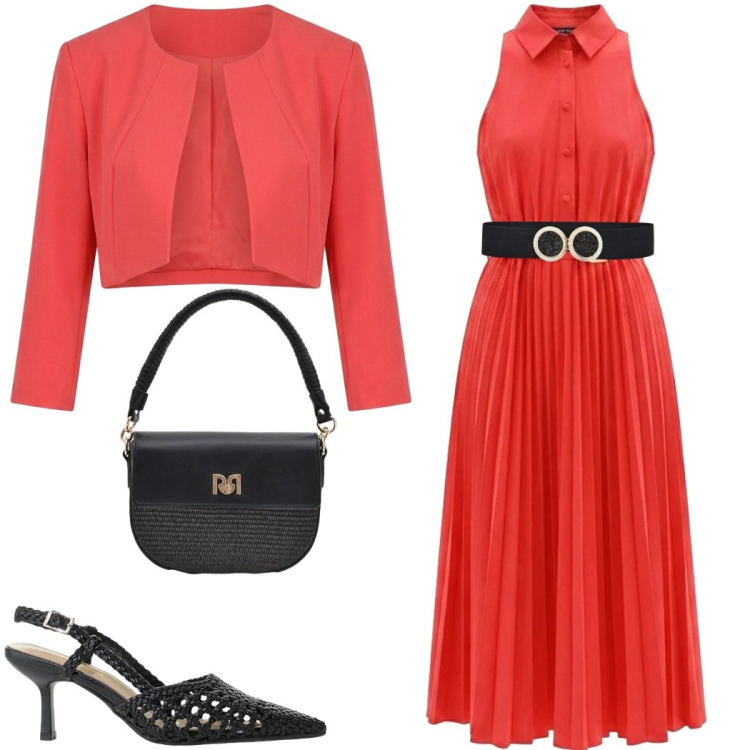 Outfit donna - Silhouette fluide e leggere. Stile Chic per Cerimonia. Abbinamento con décolleté, bolero, vestiti chemisier, borse a spalla, cinture.