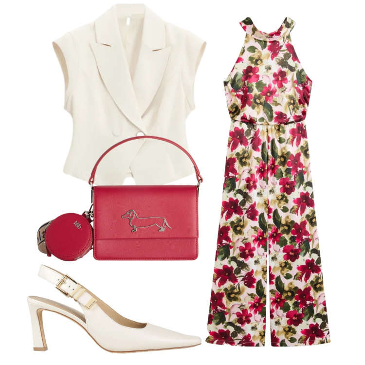 Outfit donna - Total look #2401022. Stile Chic per Cerimonia. Abbinamento con décolleté, tute, gilet, borse a tracolla.