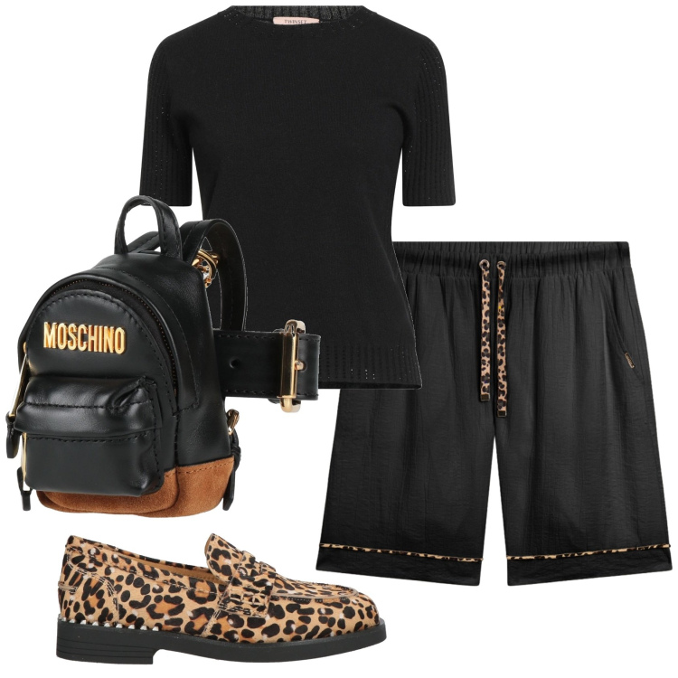 Outfit donna - Total look #2401025. Stile Trendy per Tutti i giorni. Abbinamento con marsupi, pullovers, mocassini, pantaloni corti.