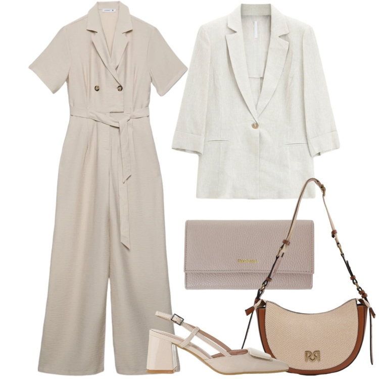 Outfit donna - Total look #2401181. Stile Casual chic per Ufficio. Abbinamento con tute, borse a tracolla, décolleté, portafogli, blazer.