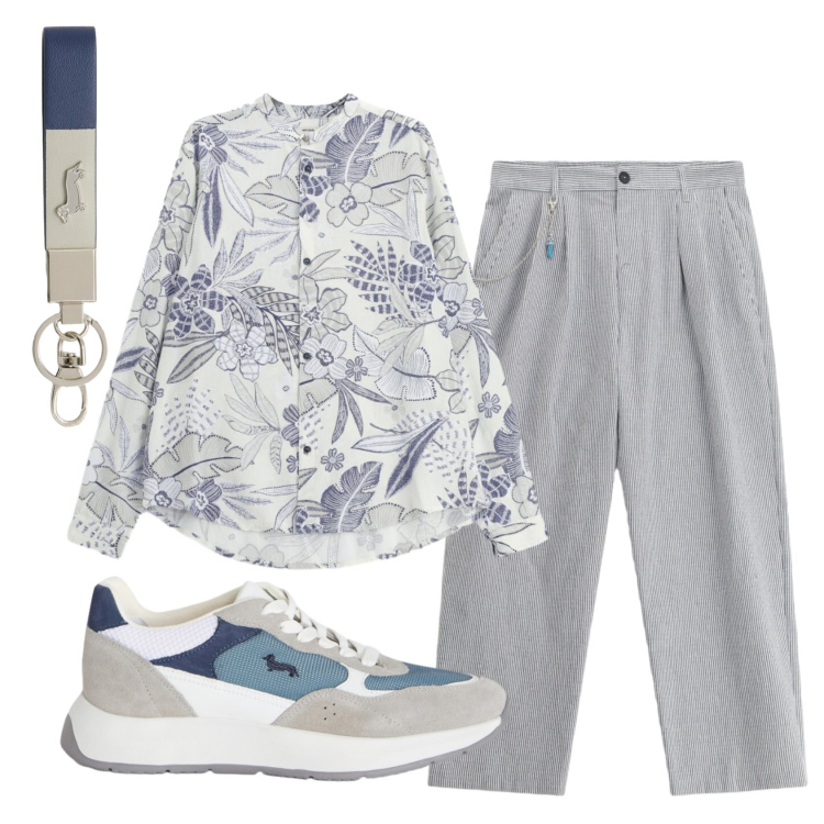 Outfit uomo - Total look #2401188. Stile Trendy per Serata speciale. Abbinamento con pantaloni, camicie, sneakers, portachiavi.