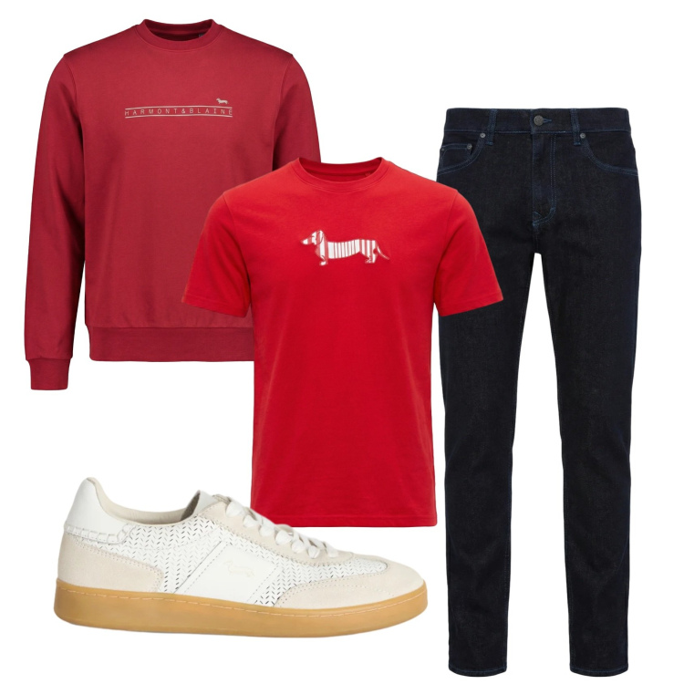 Outfit uomo - Total look #2401193. Stile Casual per Sport. Abbinamento con jeans, sneakers, felpe, t-shirt.