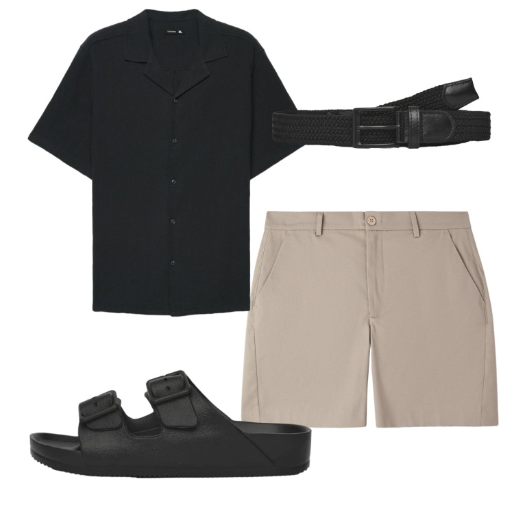 Outfit uomo - Total look #2401196. Stile Casual per Serata speciale. Abbinamento con pantaloni corti, cinture, sandali, camicie a manica corta.