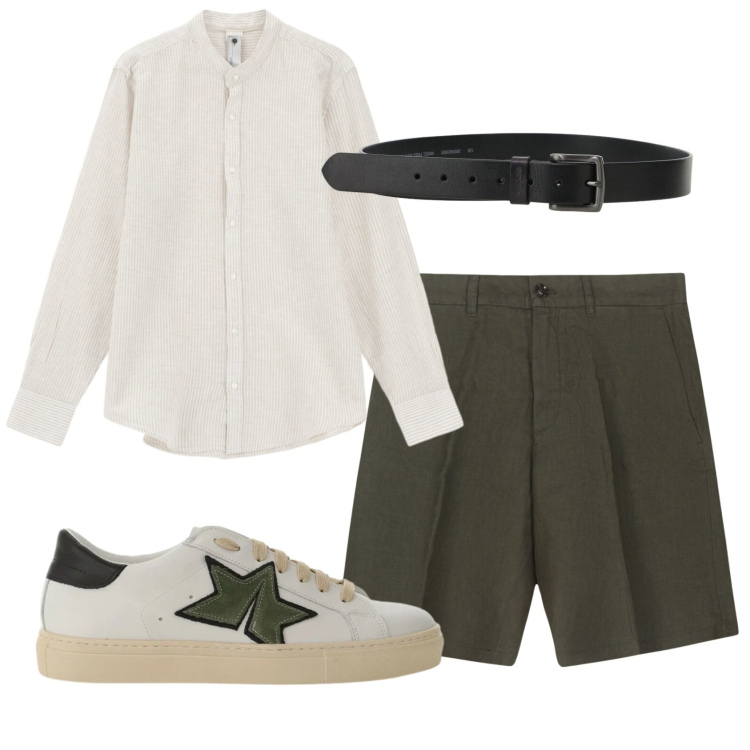 Outfit uomo - Total look #2401198. Stile Trendy per Tutti i giorni. Abbinamento con sneakers, cinture, camicie, bermuda.