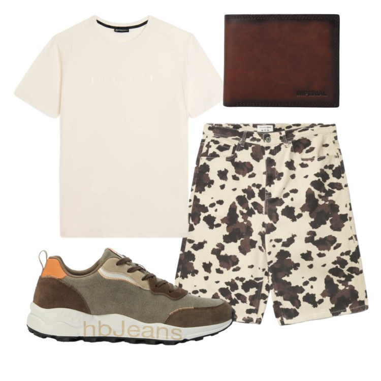 Outfit uomo - Total look #2401204. Stile Casual per Tutti i giorni. Abbinamento con bermuda, portafogli, sneakers, t-shirt sportive.