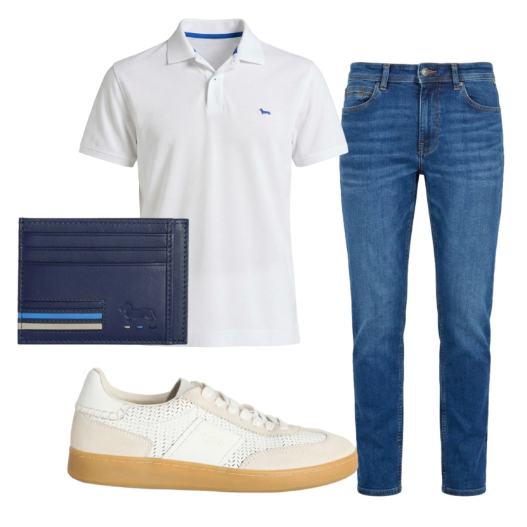 Outfit uomo - Total look #2401211. Stile Casual per Tutti i giorni. Abbinamento con sneakers, portafogli, polo, jeans.