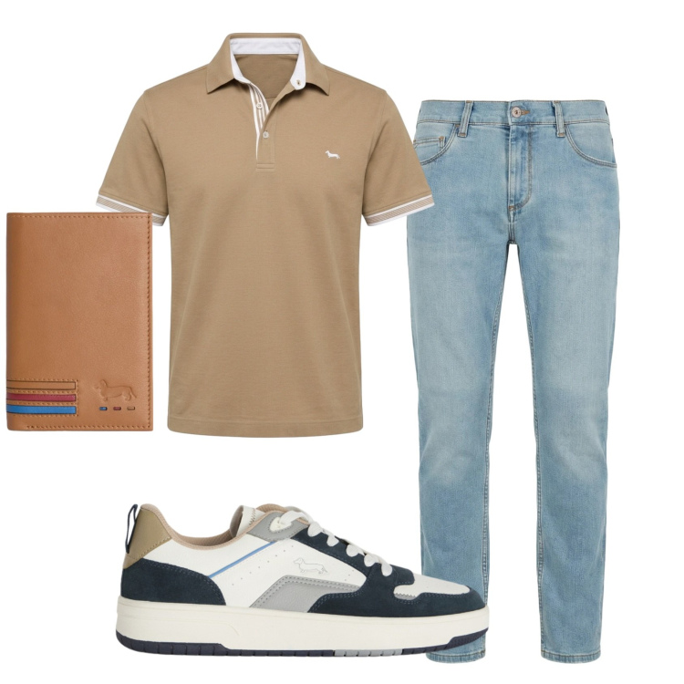 Outfit uomo - Total look #2401213. Stile Casual per Tutti i giorni. Abbinamento con jeans slim fit, portafogli, polo, sneakers.