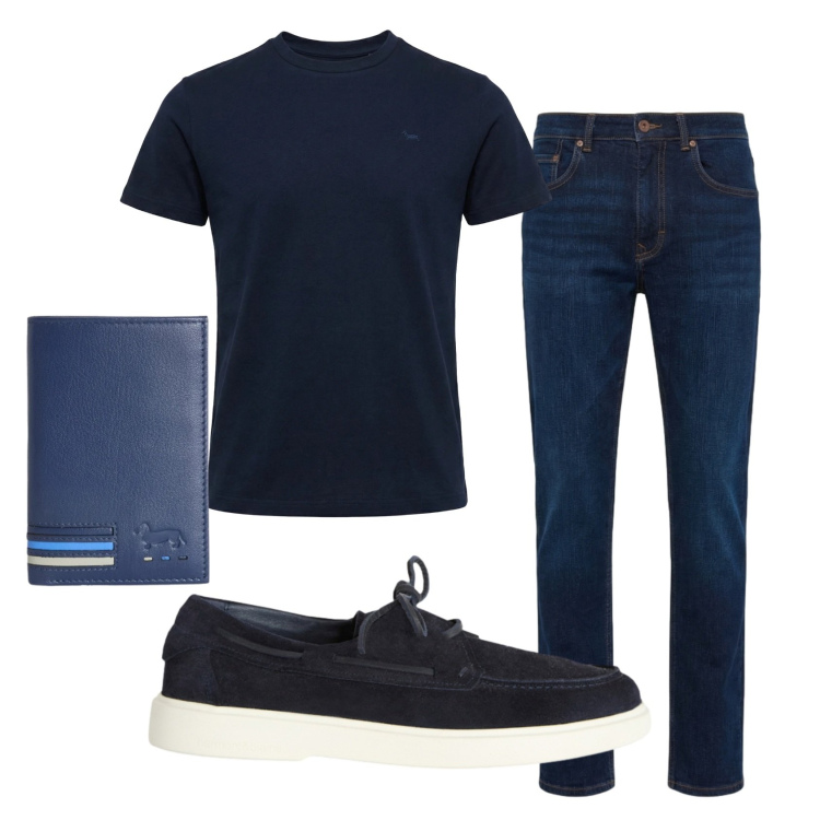 Outfit uomo - Total look #2401215. Stile Casual per Tutti i giorni. Abbinamento con scarpe stringate, t-shirt, jeans, portafogli.