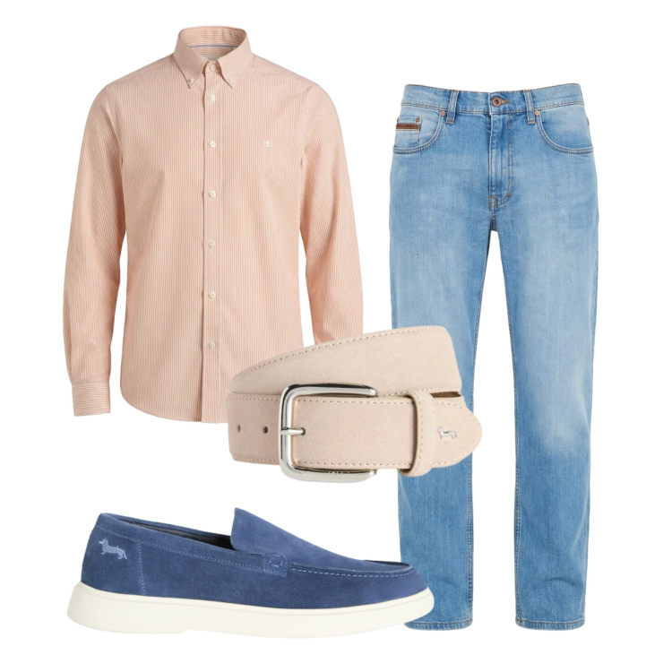 Outfit uomo - Total look #2401228. Stile Business/Elegante per Ufficio. Abbinamento con jeans, cinture, scarpe stringate, camicie.
