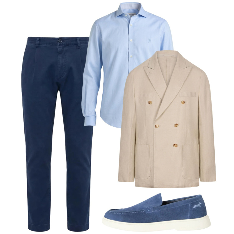 Outfit uomo - Doppiopetto casual. Stile Casual per Tutti i giorni. Abbinamento con camicie, pantaloni, scarpe stringate, giacche.