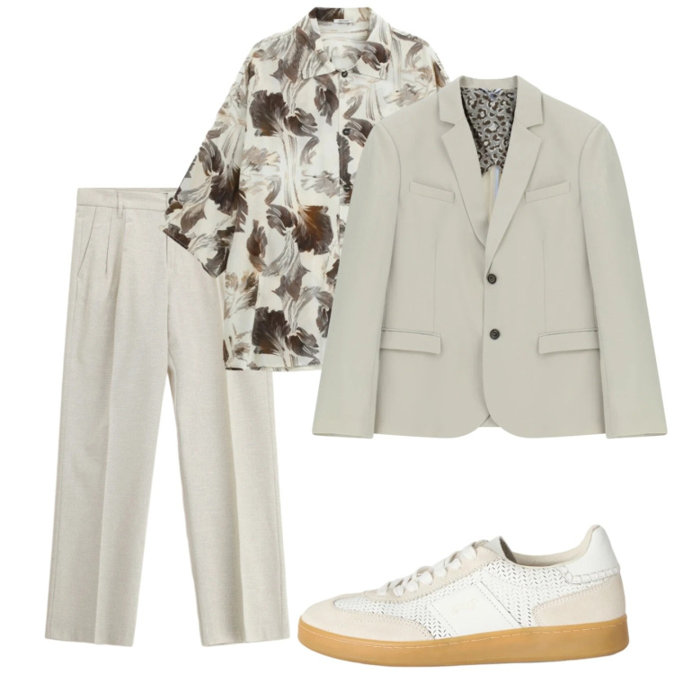 Outfit uomo - Maggio avorio. Stile Casual per Tutti i giorni. Abbinamento con camicie a manica corta, giacche, pantaloni, sneakers.