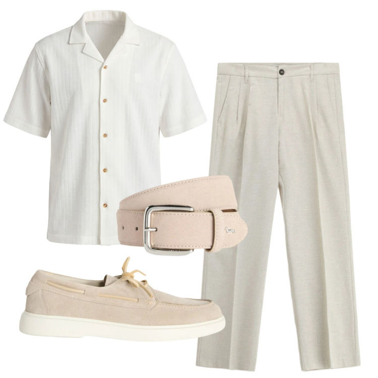 Outfit uomo - Total look #2401251. Stile Casual per Tutti i giorni. Abbinamento con pantaloni, scarpe stringate, cinture, camicie a manica corta.