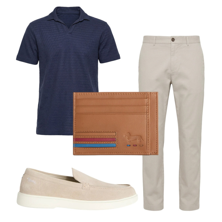 Outfit uomo - Total look #2401257. Stile Casual per Tutti i giorni. Abbinamento con scarpe stringate, portafogli, pantaloni, polo.