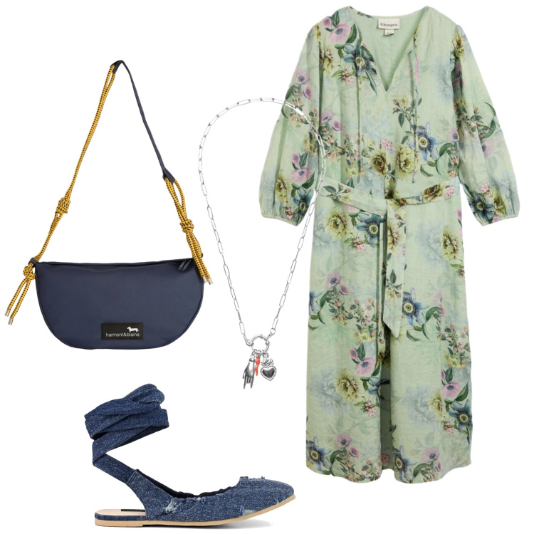 Outfit donna - Total look #2401275. Stile Romantica per Tutti i giorni. Abbinamento con vestiti lunghi, borse a tracolla, ciondoli, ballerine.