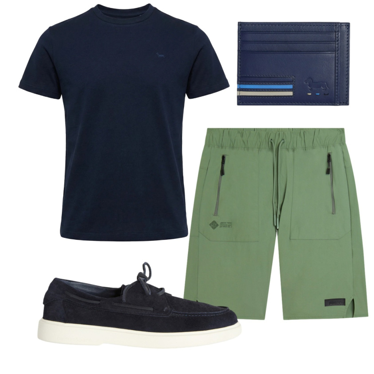 Outfit uomo - Total look #2401276. Stile Casual per Tutti i giorni. Abbinamento con scarpe stringate, portafogli, t-shirt, bermuda.