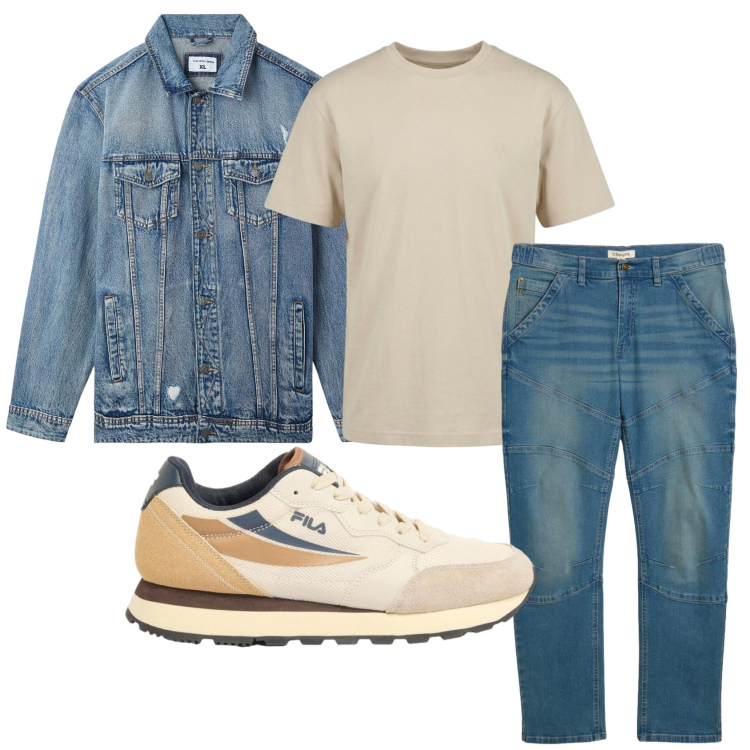 Outfit uomo - Total look #2401279. Stile Urban per Tutti i giorni. Abbinamento con jeans dritti, sneakers, giacche, t-shirt.